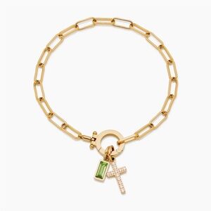 NIB Olivia Jewelry Paperclip Birthstone Cross Charm Bracelet
